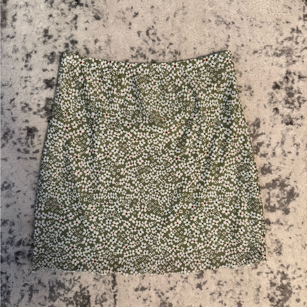SHEIN Green Floral Mini Skirt